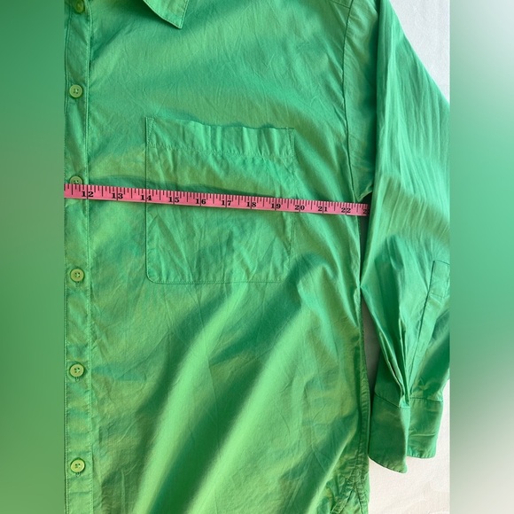 Loft Oversized Cotton Blend Button Down Pretty Green Size Large - Picture 7 of 9